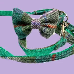 Tweed tartan green purple set