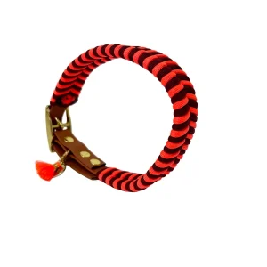 V-Woven Burgundy meets orange halsband