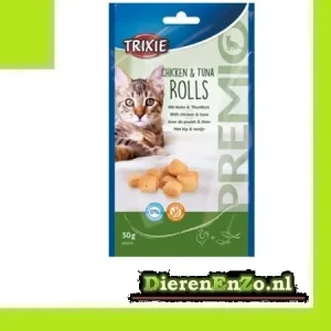 Trixie Premio Kip & Tonijn Rolletjes Voor Katten Glutenvrij 50 GR